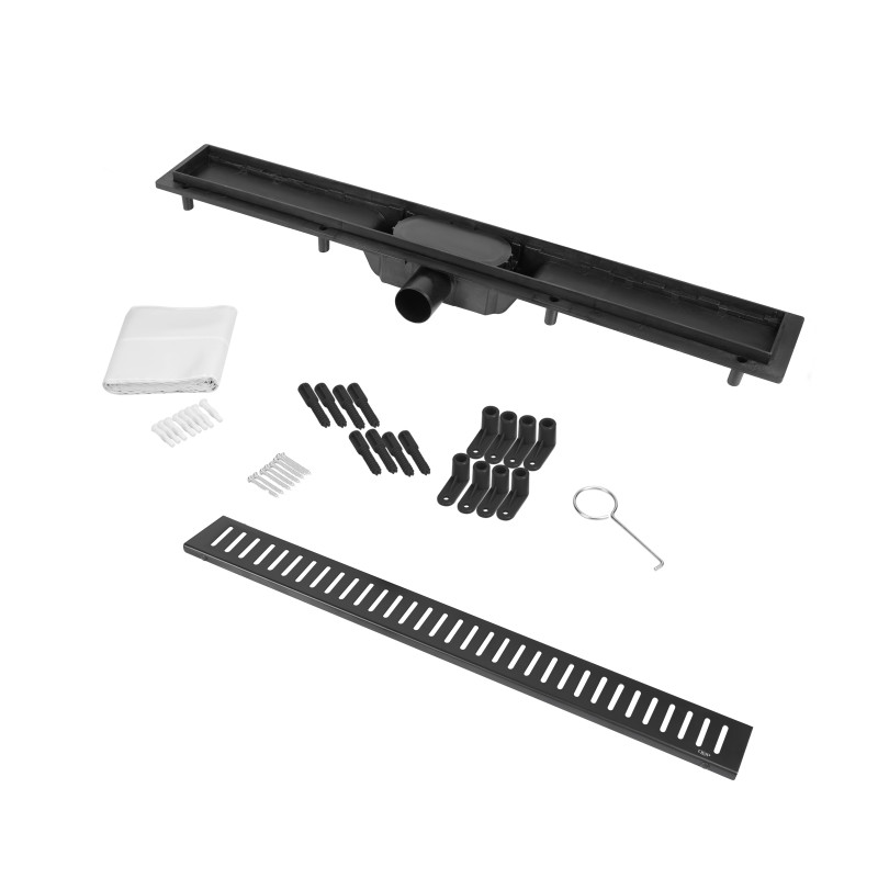 Qtap Трап Dry FF304-600MBLA лінійний з сухим закривом та нержавіючою решіткою 600х73