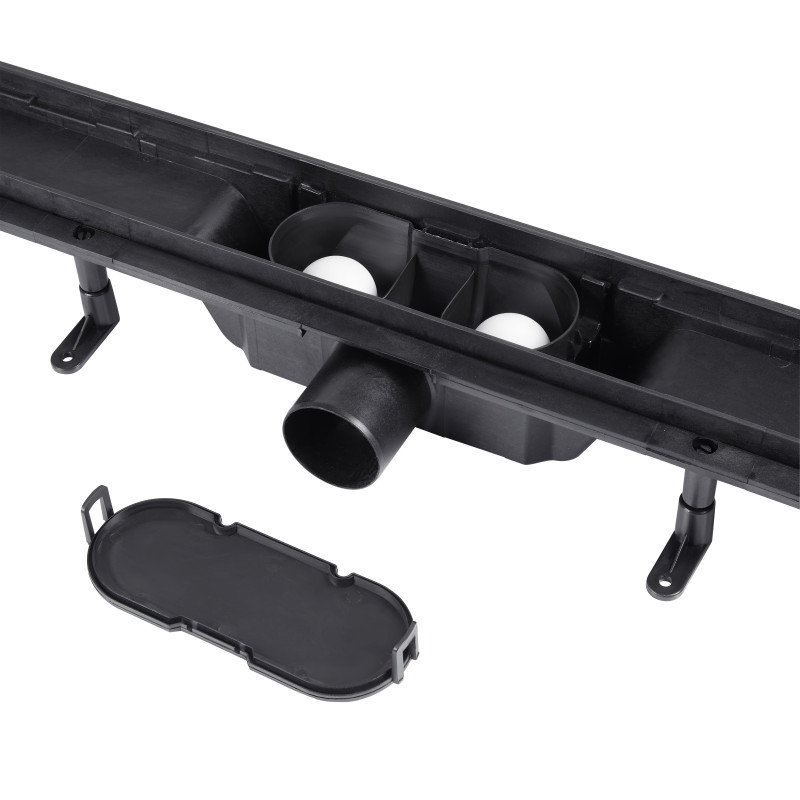 Qtap Трап Dry FA304-700MBLA лінійний з сухим закривом та нержавіючою решіткою 700х73