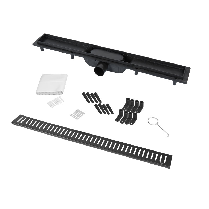 Qtap Трап Dry FA304-700MBLA лінійний з сухим закривом та нержавіючою решіткою 700х73