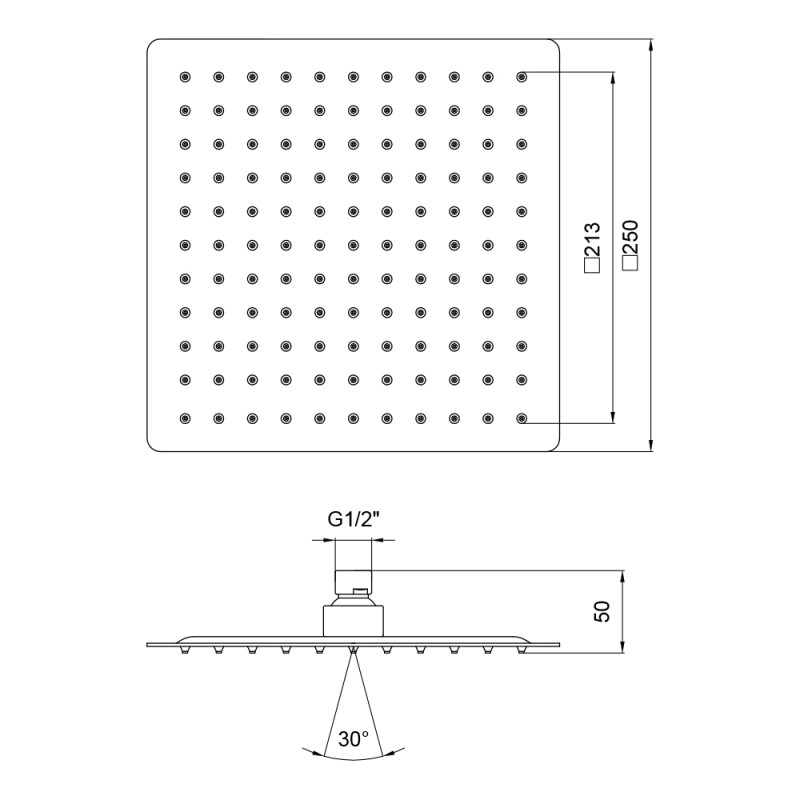 Lidz Лійка для верхнього душу Лейки Лейка 225 250x250 мм прямокутна LDNIA225NKS32452 Nickel