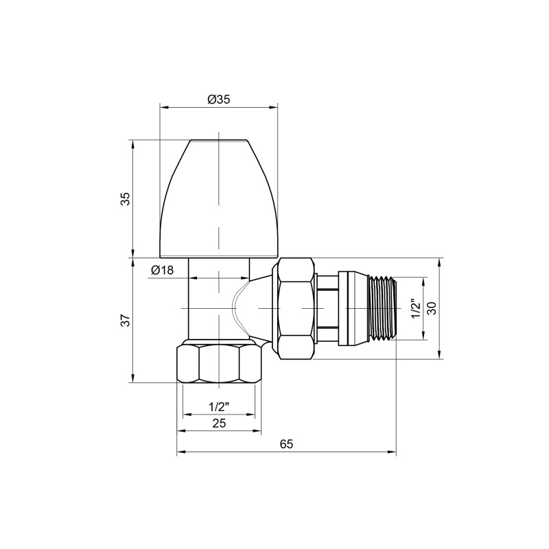 SD Plus Кран радіаторний 1/2" ВЗ з антипротіканням кутовий SD228W15