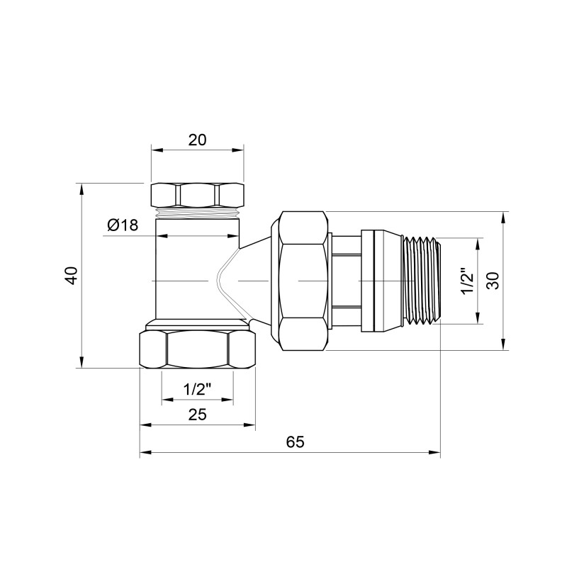 SD Plus Кран радіаторний 1/2" ВЗ з антипротіканням кутовий SD229W15
