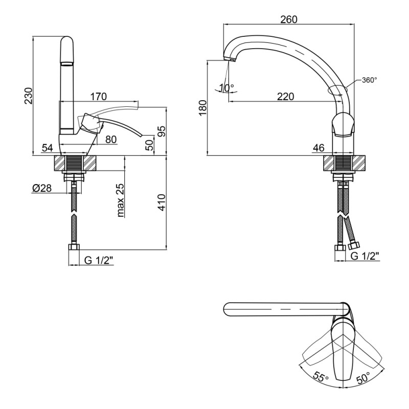 Lidz Змішувач для кухні Anny 008F (k40) LDANN008FCRM35123 Chrome