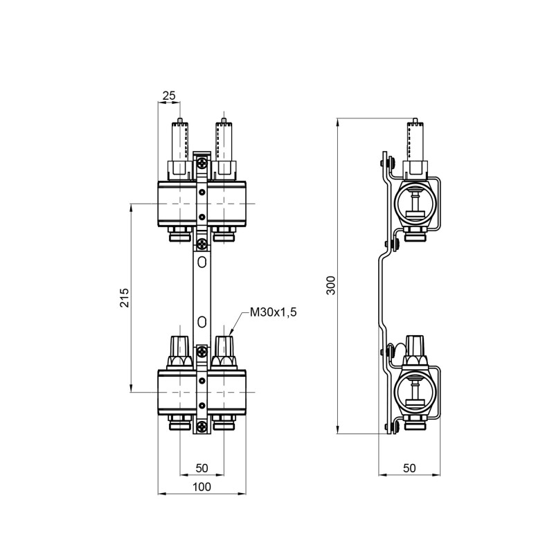 Коллектор с расходомерами SD Forte 1" 2 выхода SF001W2