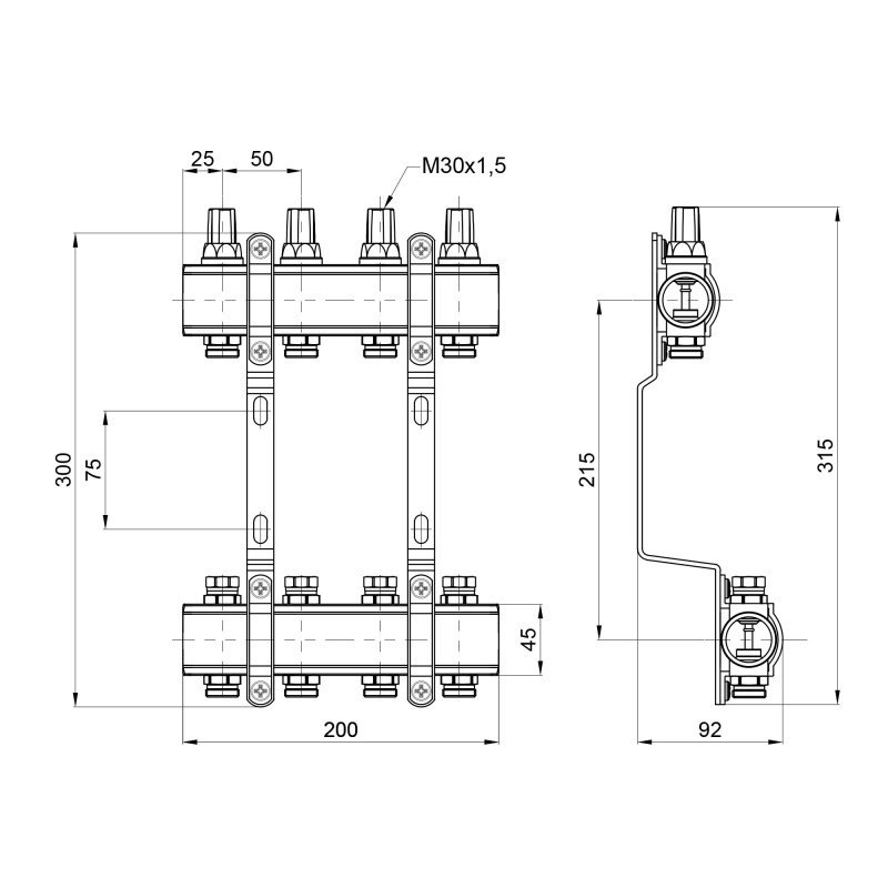 SD Forte Колектор 1" 4 виходи SF002W4