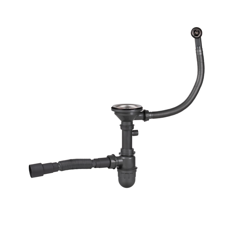 Lidz Сифон для кухонної мийки (GRA) 47 01 003 01 з круглим переливом (вихід 50/40мм)