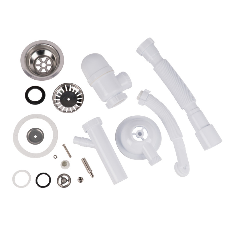 Lidz Сифон для кухонної мийки (WHI) 60 08 E001 01 ECO з круглим переливом (вихід 50 мм)