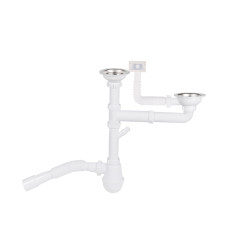 Lidz Сифон подвійний для кухонної мийки (WHI) 60 05 M003 00 з відводом для пральної машини (вихід 50 мм)