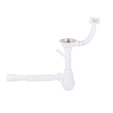 Lidz Сифон для кухонної мийки (WHI) 60 05 M002 01 EURO з відводом для пральної машини (вихід 50 мм)