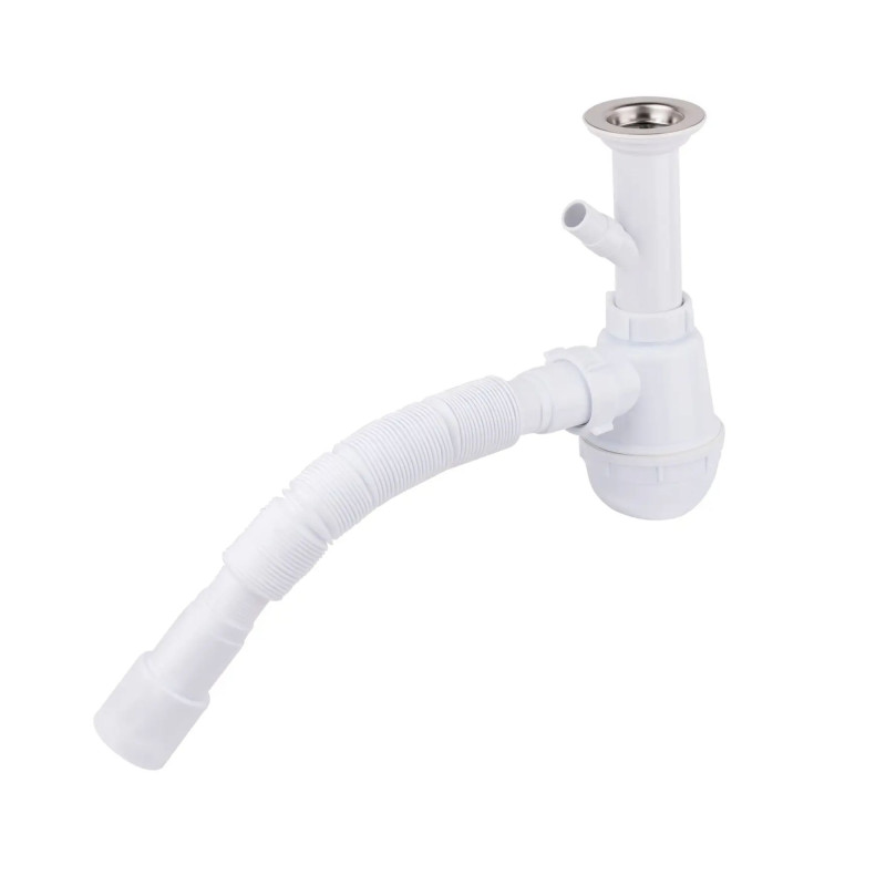 Lidz Сифон для кухонної мийки (WHI) 60 05 M002 00 з відводом для пральної машини (вихід 40/50 мм)