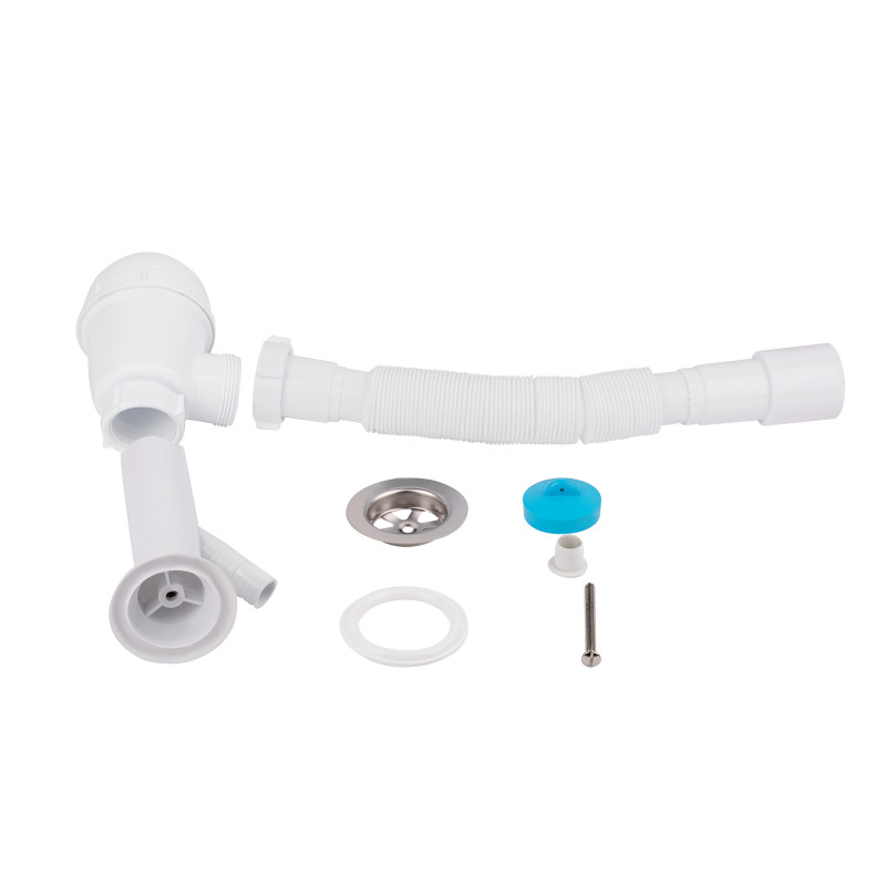 Lidz Сифон для кухонної мийки (WHI) 60 05 M002 00 з відводом для пральної машини (вихід 40/50 мм)