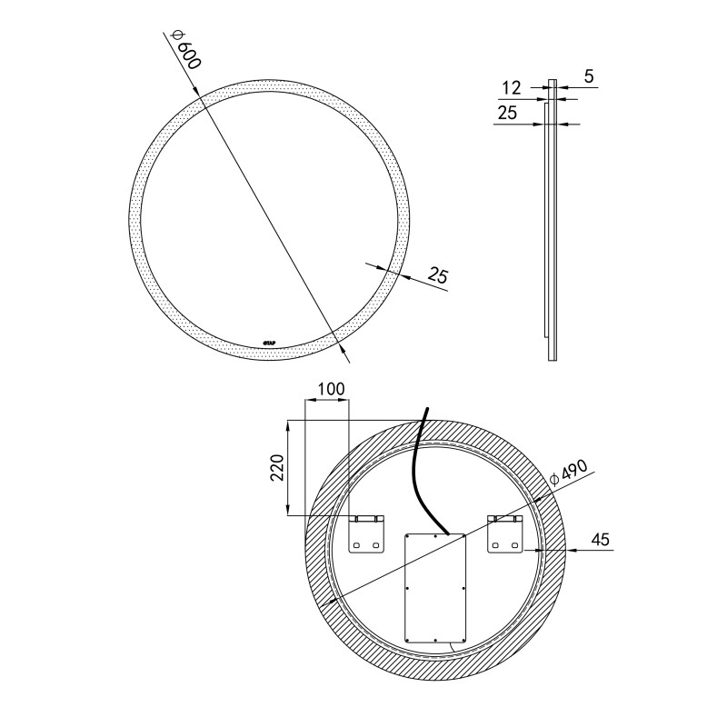Qtap Дзеркало Virgo R600 з LED-підсвічуванням кнопковий перемикач, QT1878250660W