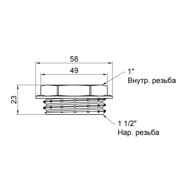 SD Plus Футорка 1 1/2"х1" ЗВ SD4234025