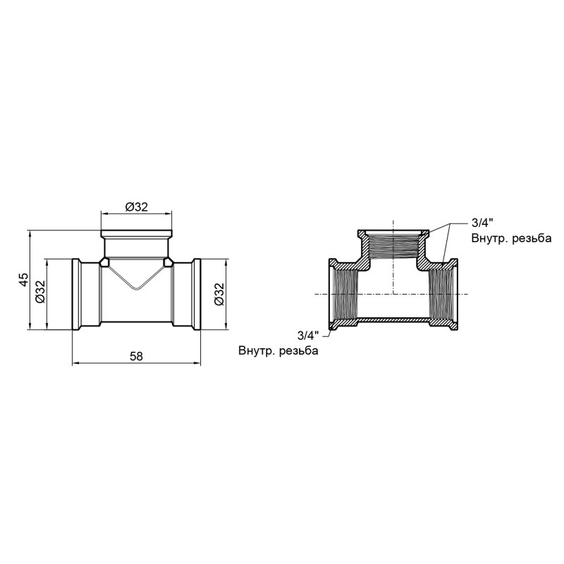 SD Plus Трійник 3/4" ВР SD41120
