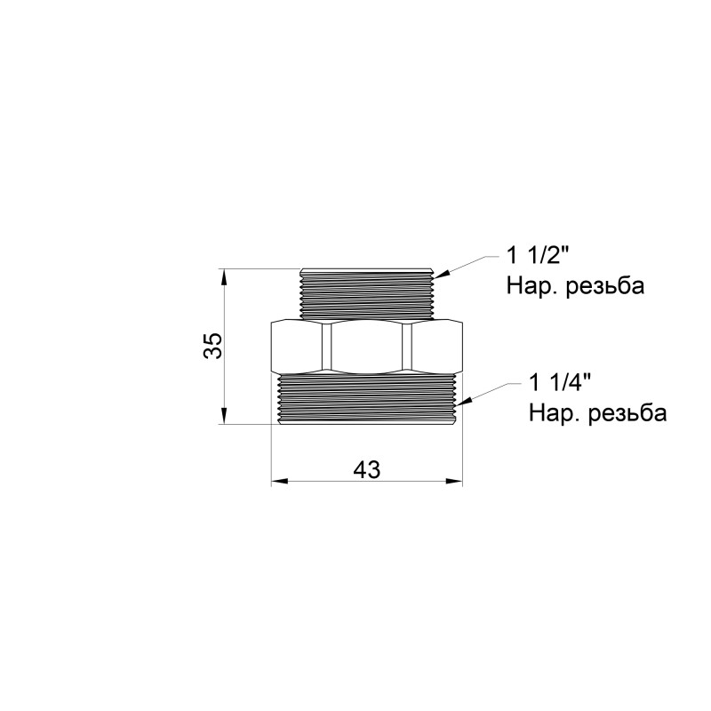 SD Plus Ніпель 1 1/2"х1 1/4" ЗР SD4084032