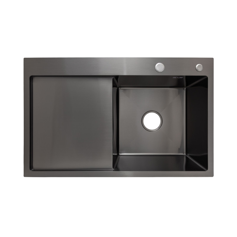 Lidz Мийка для кухні інтегрована Handmade H7849BL крило ліворуч (LDH6545BPVD43623) Brushed Black PVD 3,0/1,0 мм