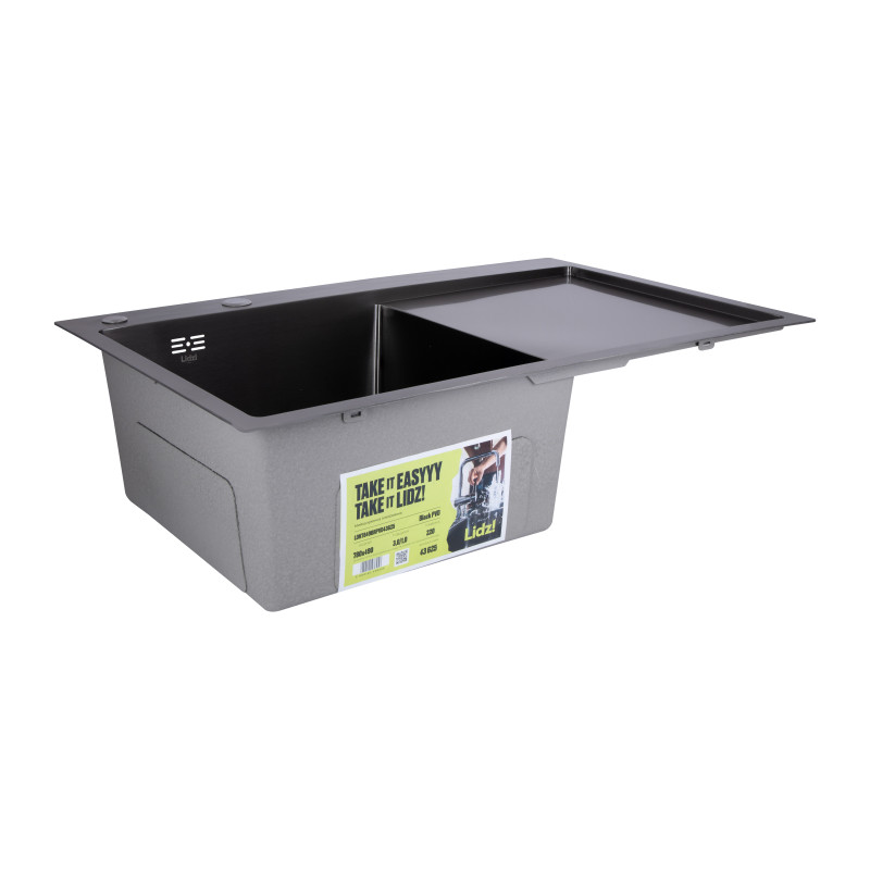 Lidz Мийка для кухні інтегрована Handmade H7849BR крило праворуч (LIDZH7849BRPVD3008) Brushed Black PVD 3,0/1,0 мм