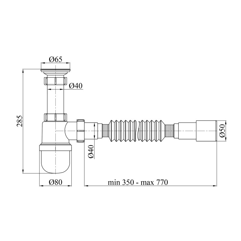 Lidz Сифон для раковини (WHI) LU06 колбовий (вихід 50 мм)
