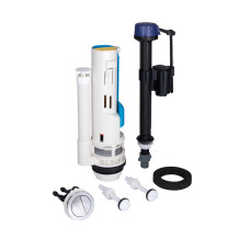 Qtap HY1(Presto) комплект арматури для бачка унітазу з подвійною круглою кнопкою змиву 4,8 см та клапаном нижньої подачі води, 3/6L CHR