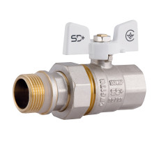 SD Plus Кран кульовий з америк.(конус) антипротікання прямий метелик латун. нікелір. 3/4"зв PN40 SD900NW20PN40