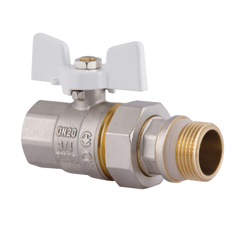 SD Plus Кран кульовий з америк.(конус) антипротікання прямий метелик латун. нікелір. 3/4"зв PN40 SD900NW20PN40