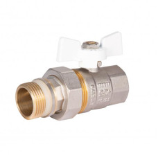SD Plus Кран кульовий з америк.(конус) антипротікання прямий метелик латун. нікелір. 1"зв PN40 SD900NW25PN40