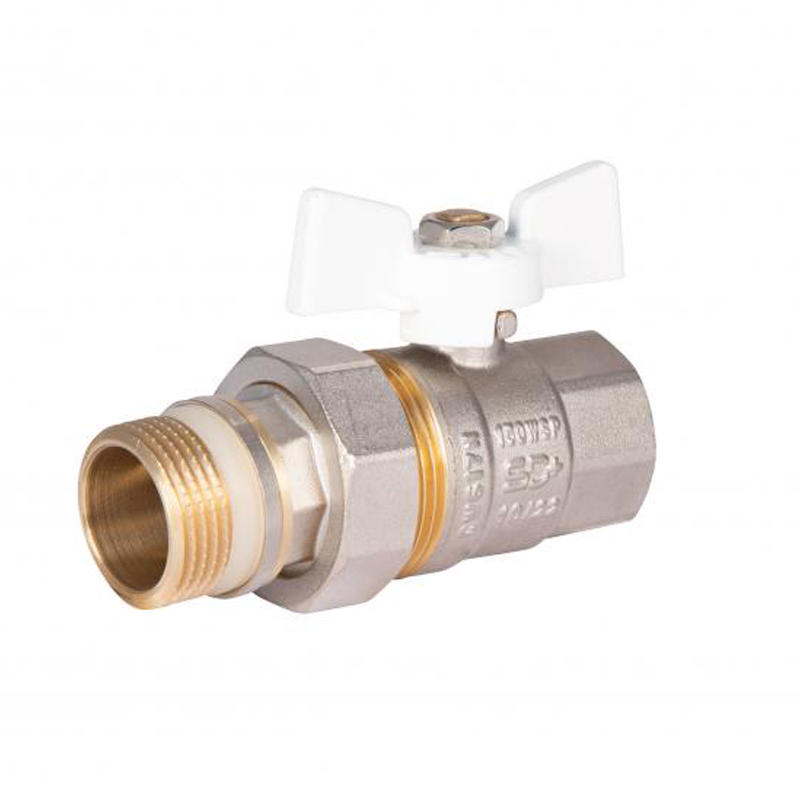 SD Plus Кран кульовий з америк.(конус) антипротікання прямий метелик латун. нікелір. 1"зв PN40 SD900NW25PN40