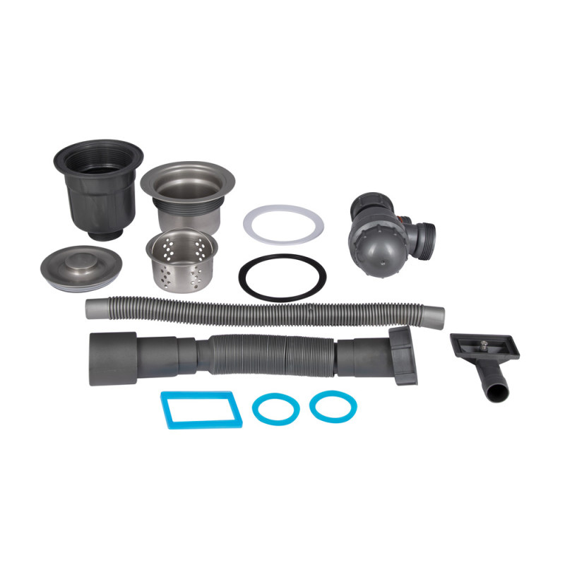 Lidz Сифон LK16 для кухонної мийки Bruch PVD, випуск 115 мм колбовий з квадратним переливом Grey (вихід гофри 40/50мм)