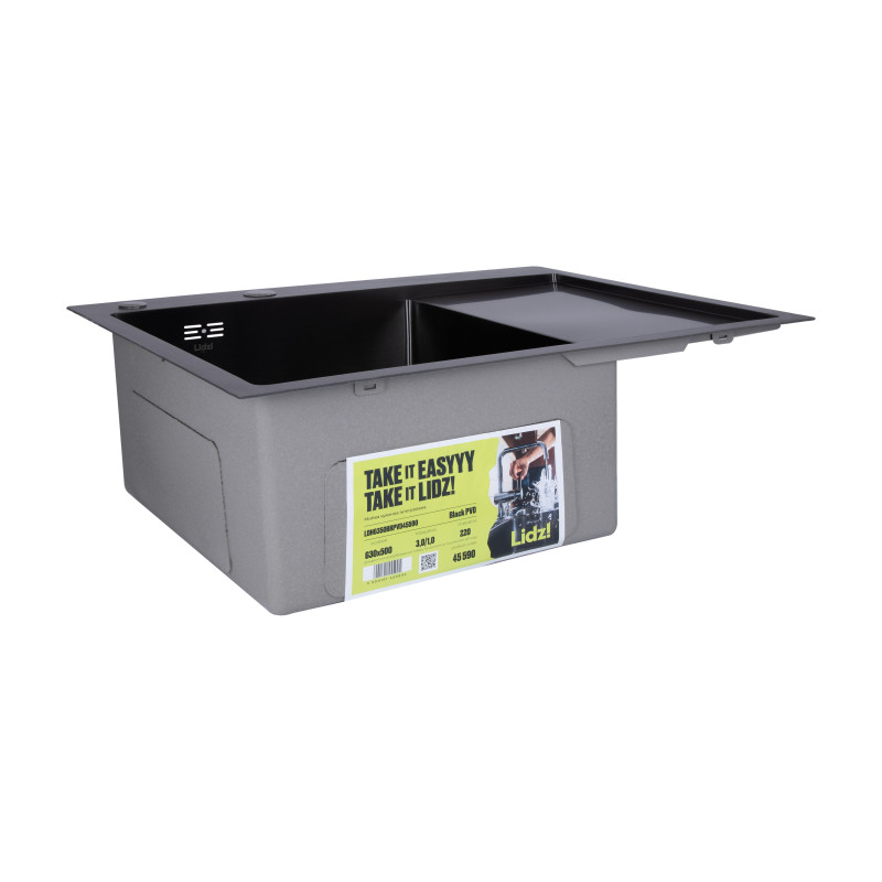 Lidz Мийка для кухні інтегрована Handmade H6350BR крило праворуч (LDH6350BRPVD45590) Brushed Black PVD 3,0/1,0 мм