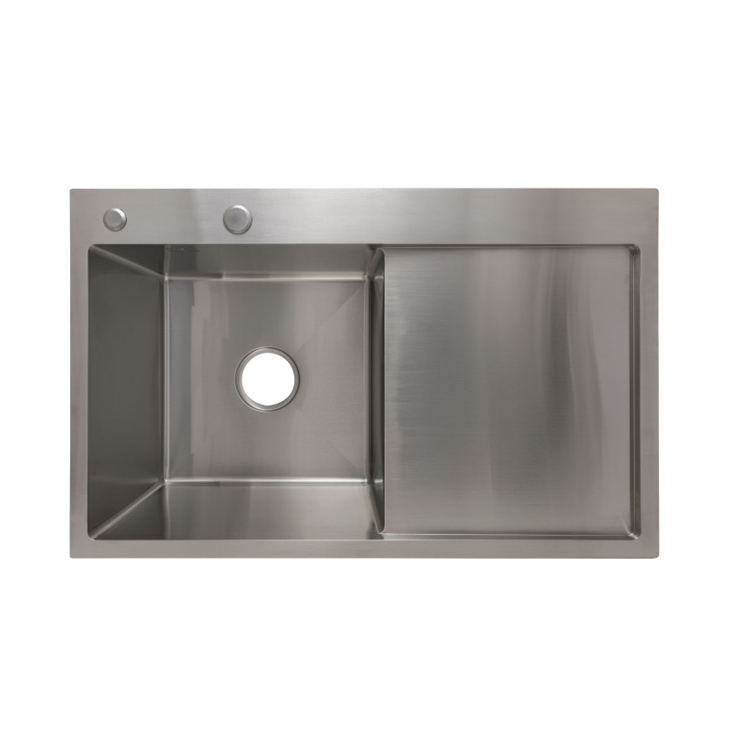 Lidz Мийка для кухні інтегрована Handmade H6350R крило праворуч (LDH6350BRUR45587) Brushed Steel 3,0/1,0 мм