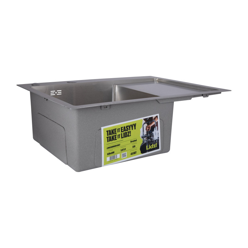 Lidz Мийка для кухні інтегрована Handmade H6350R крило праворуч (LDH6350BRUR45587) Brushed Steel 3,0/1,0 мм