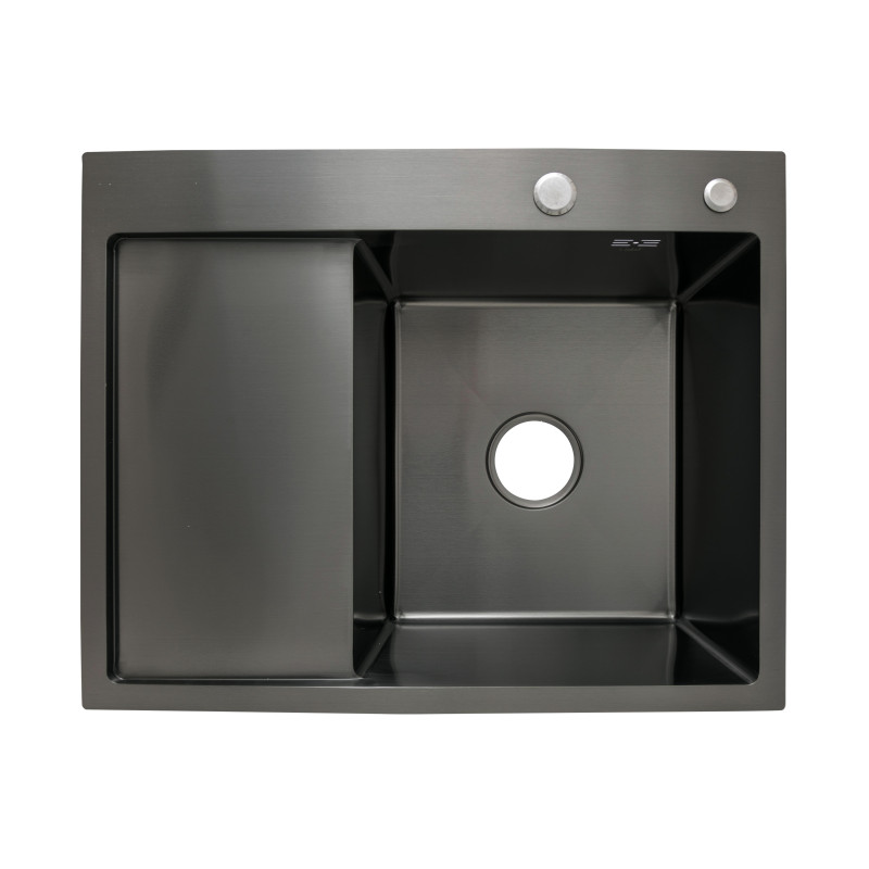 Lidz Мийка для кухні інтегрована Handmade H6350BL крило ліворуч (LDH6350BRUL45589) Brushed Black PVD 3,0/1,0 мм