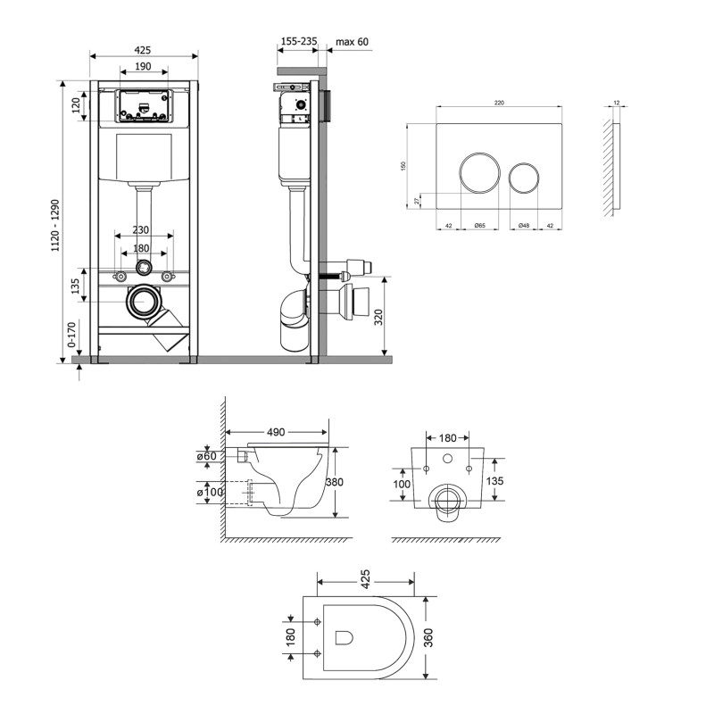Qtap Комплект: Taurus Ultra Quiet унітаз підвісний QT2433084EUQW + Nest комплект інсталяції 4в1 (Клавіша кругла Satin) QT0133M425 + QT0111M11111SAT