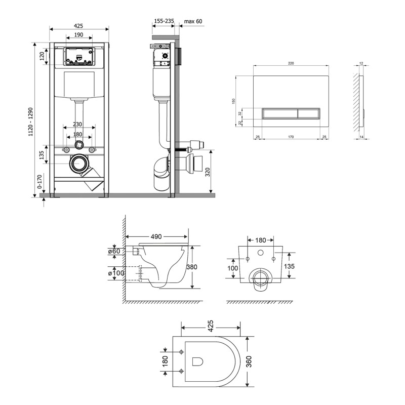 Qtap Комплект: Taurus Ultra Quiet унітаз підвісний QT2433084EUQMB + Nest комплект інсталяції 4в1 (Клавіша лінійна White) QT0133M425 + QT0111M08V1384W