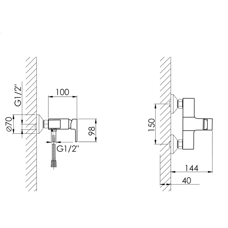 Lidz Змішувач для душу Wawel 010 (з душовим гарнітуром) (k40) LDWAW010CRM45390 Chrome