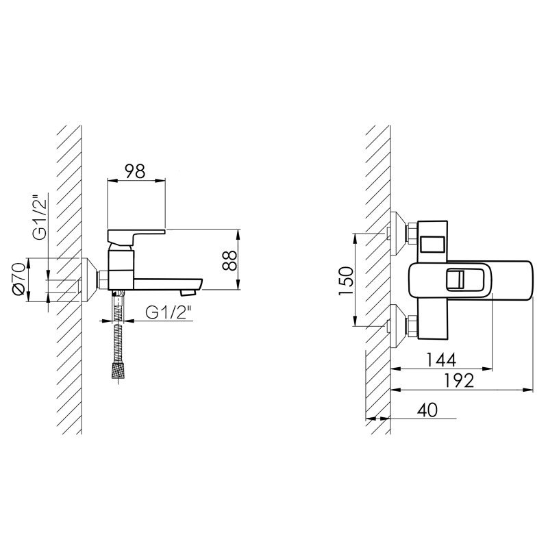 Lidz Змішувач для ванни Wawel 006 (з душовим гарнітуром) (k35) LDWAW006BLA45393 Black