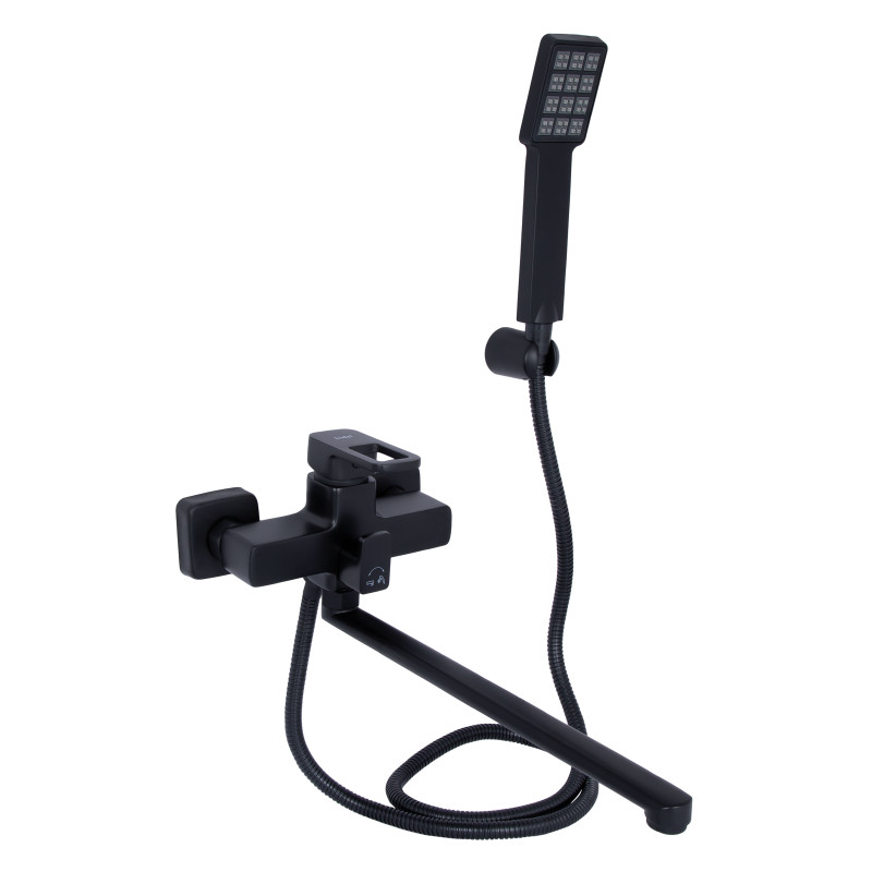 Lidz Змішувач для ванни Wawel 005 з поворотним виливом (з душовим гарнітуром) (k35) LDWAW005BLA45394 Black