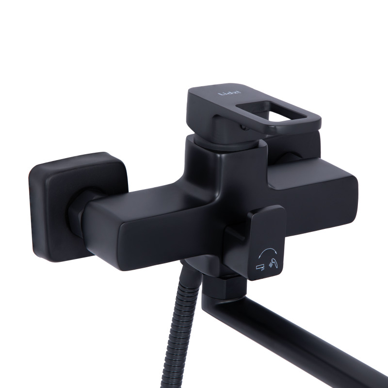 Lidz Змішувач для ванни Wawel 005 з поворотним виливом (з душовим гарнітуром) (k35) LDWAW005BLA45394 Black