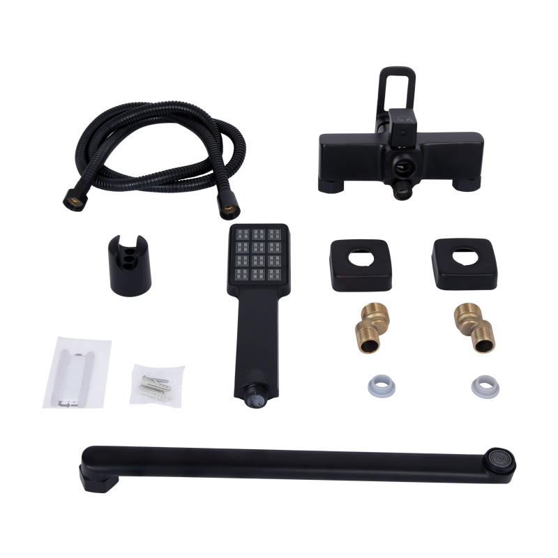 Lidz Змішувач для ванни Wawel 005 з поворотним виливом (з душовим гарнітуром) (k35) LDWAW005BLA45394 Black