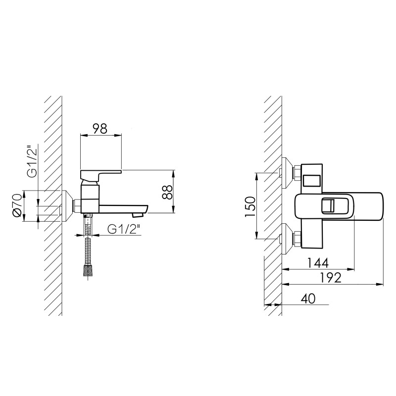 Lidz Змішувач для ванни Wawel 006 (з душовим гарнітуром) (k35) LDWAW006WHI45398 White