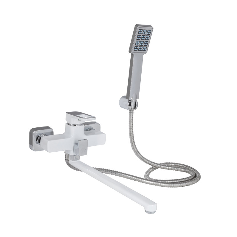 Lidz Змішувач для ванни Wawel 005 з поворотним виливом (з душовим гарнітуром) (k35) LDWAW005WHI45399 White