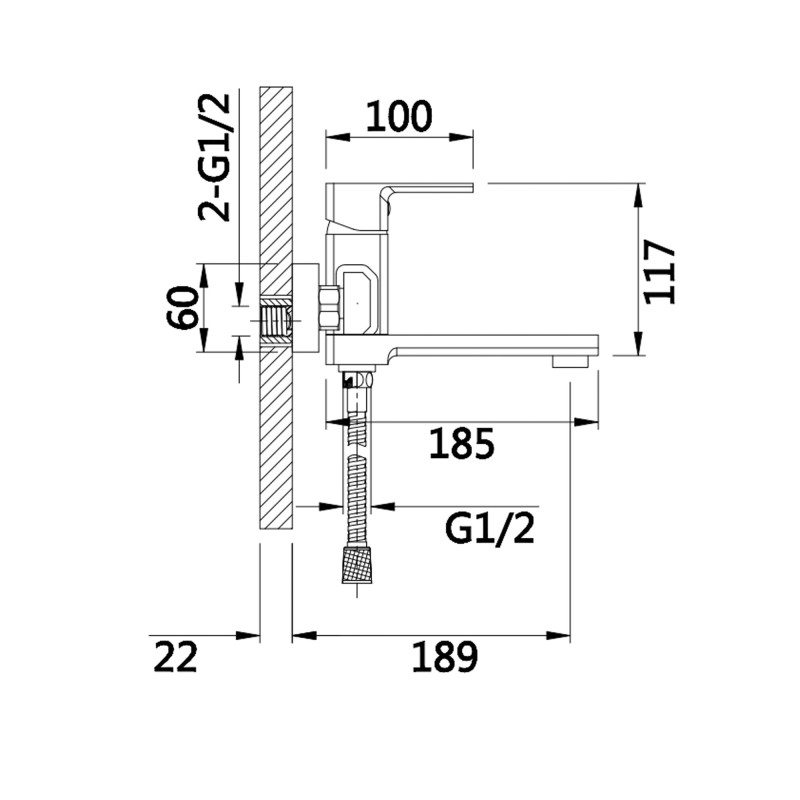 Lidz Змішувач для ванни Dozorca 0051 з поворотним виливом (з душовим гарнітуром) (k35) LDDOZ0051CRM45404 Chrome