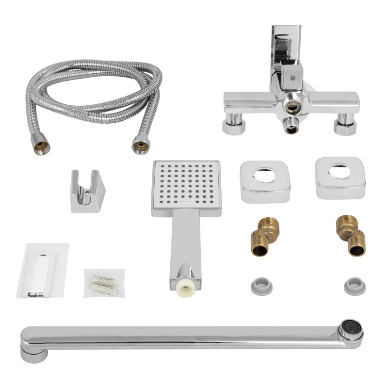 Lidz Змішувач для ванни Dozorca 005 з поворотним виливом (з душовим гарнітуром) (k35) LDDOZ005CRM45405 Chrome