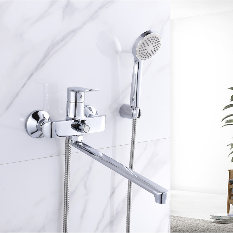 Lidz Змішувач для ванни Wieza 005 з поворотним виливом (з душовим гарнітуром) (k35) LDWIE005CRM45411 Chrome