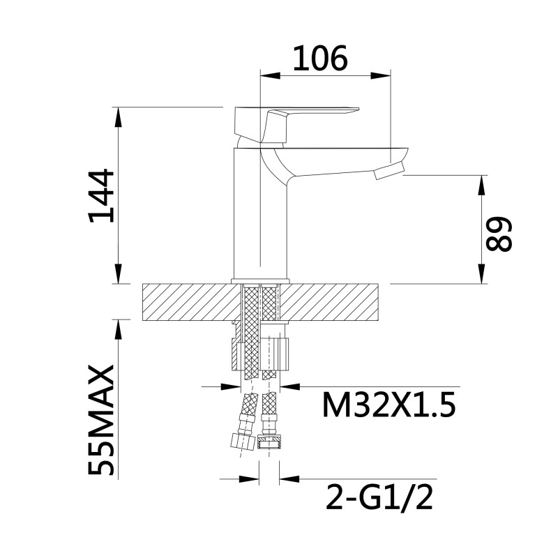 Lidz Змішувач для раковини Latwa 001 (k35) LDLAT001CRM45412 Chrome
