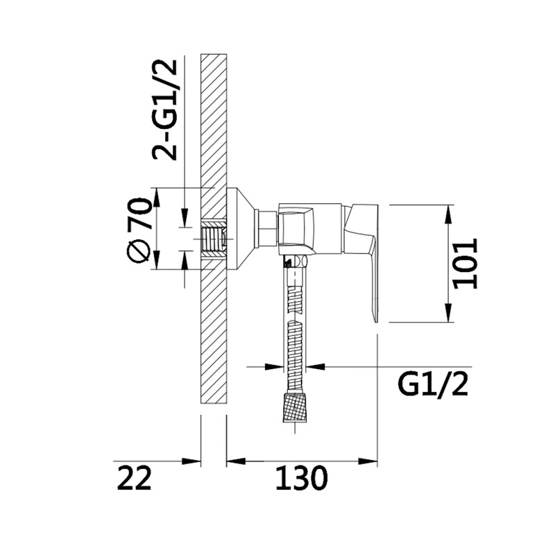Lidz Змішувач для душу Latwa 010 (з душовим гарнітуром) (k40) LDLAT010CRM45416 Chrome