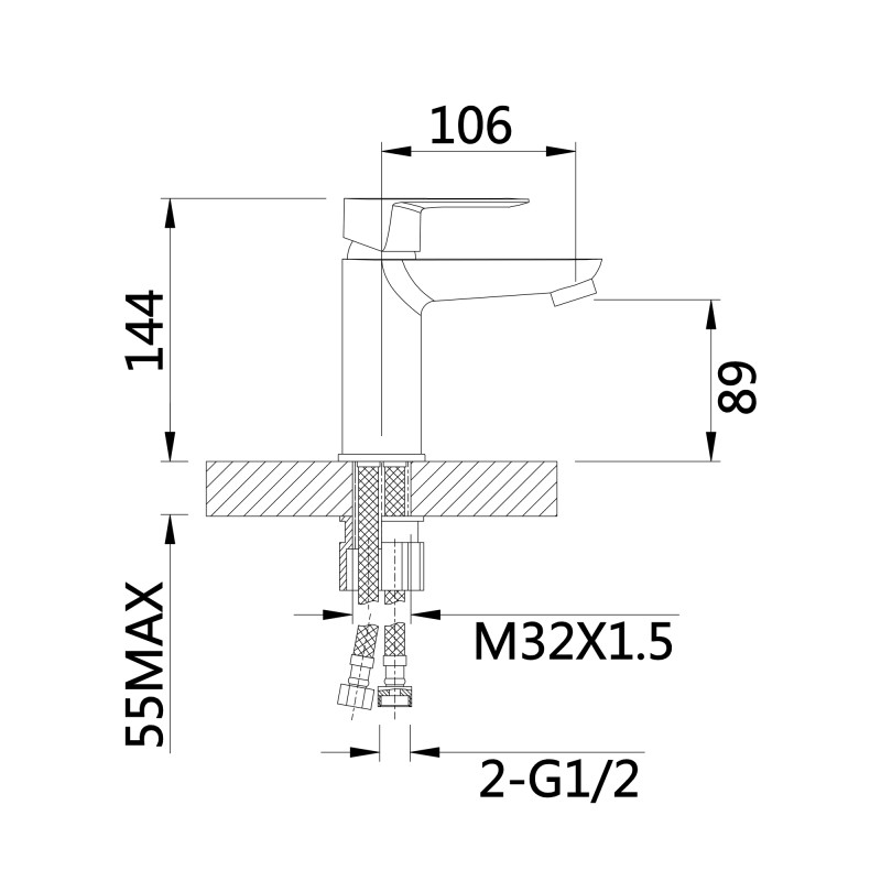 Lidz Змішувач для раковини Latwa 001 (k35) LDLAT001BLA45418 Black