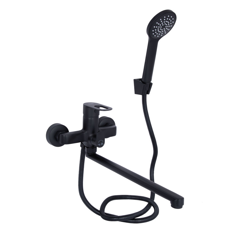 Lidz Змішувач для ванни Latwa 005 з поворотним виливом (з душовим гарнітуром) (k35) LDLAT005BLA45420 Black