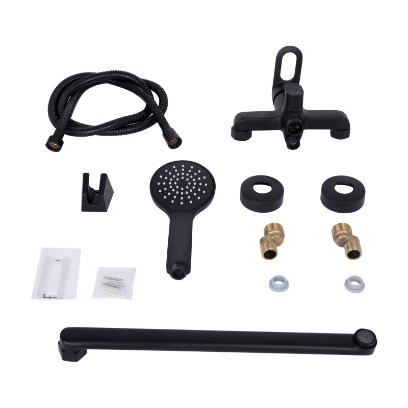 Lidz Змішувач для ванни Latwa 005 з поворотним виливом (з душовим гарнітуром) (k35) LDLAT005BLA45420 Black