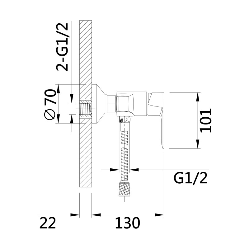 Lidz Змішувач для душу Latwa 010 (з душовим гарнітуром) (k40) LDLAT010BLA45421 Black